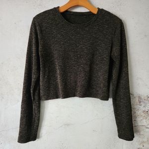 Dark Green Gray Crop Sweater